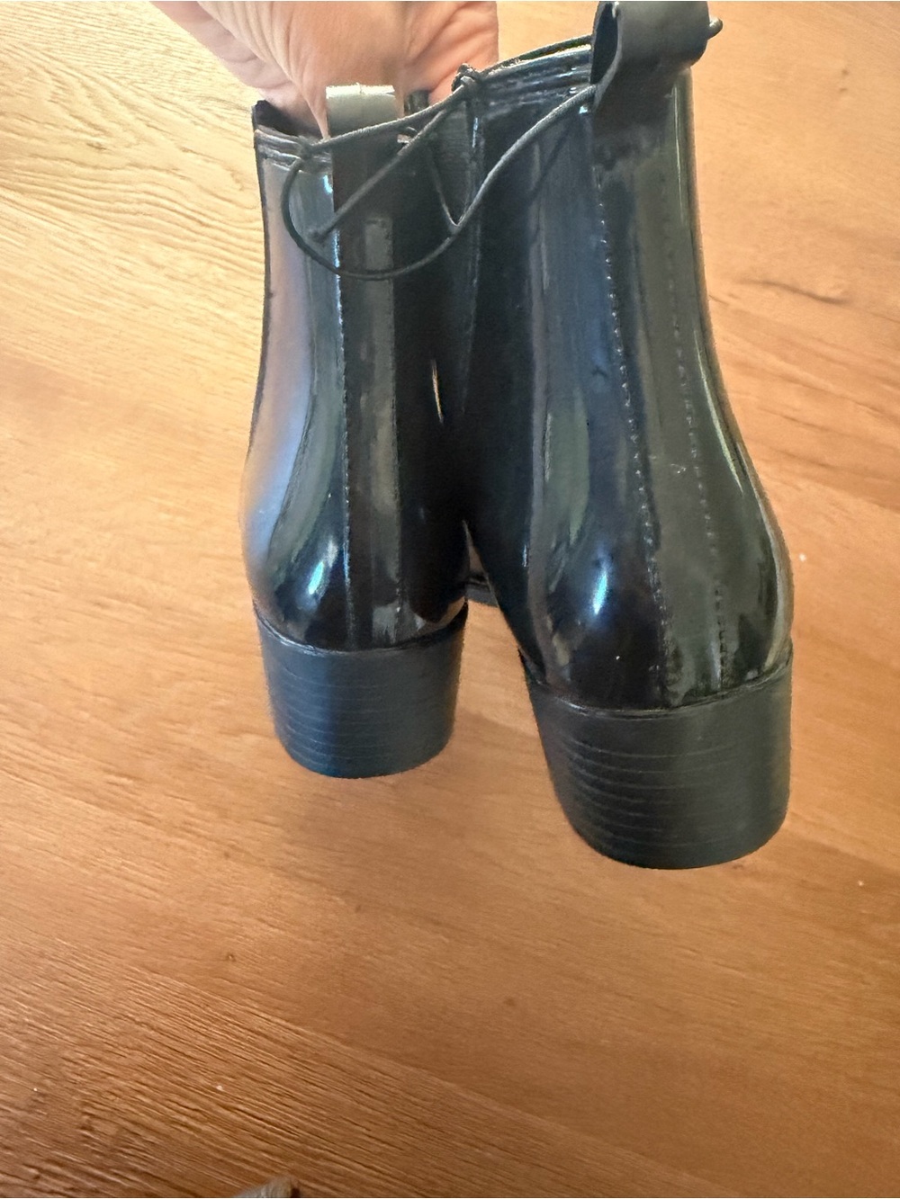 Jeffrey Campbell Women's Black Patent Pointed Chelsea Rain Boots - Picture 5 of 9